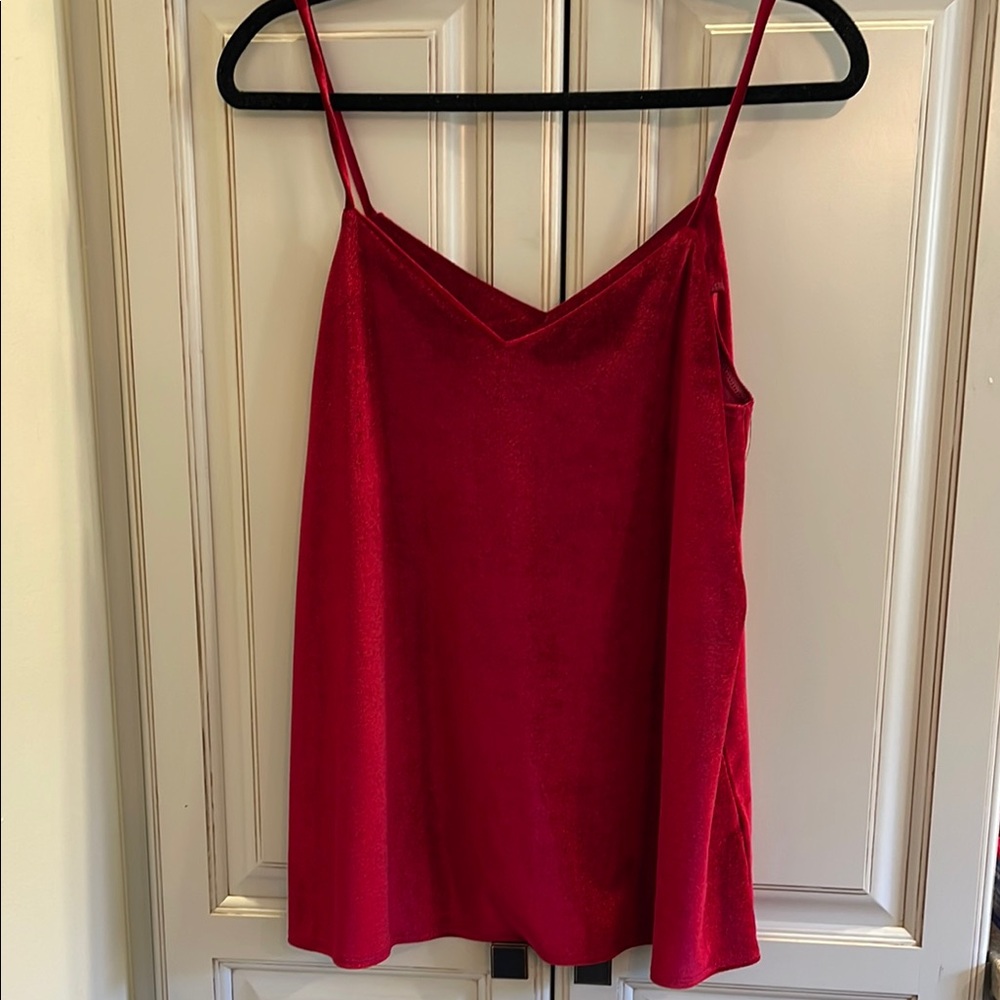 Carole Christian Crushed Red Velvet Camisole Large